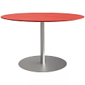 Round Red Dining Table With Silver Metal Legs And Circular Base 3d model