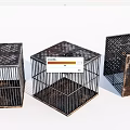 Vintage Metal Decorative Ornament Set With Hollow Out Cage Design And Distressed Finish