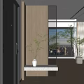 Entrance partition background wall glass screen 3d model