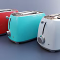 Colorful Kitchen Appliances Featuring Red Blue And White Toasters On 3d model