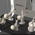 Rabbit Shaped Table Lamp Featuring Glowing Ball In Various Poses For Home Decor 3d model