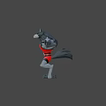 Muscular Animal Game And Movie Character In Red Outfit With Black Details And Arms Outstretched