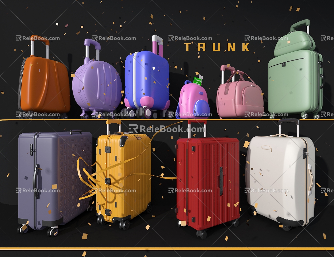 Luggage luggage case backpack suitcase 3d model