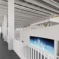Modern Front Desk Reception In Spacious Lobby With Large Screen Sofa Seating And Glass Walls