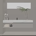 Modern Bathroom Vanity Interior Design With Backlit Mirror Fern Plant And Rolled Towels