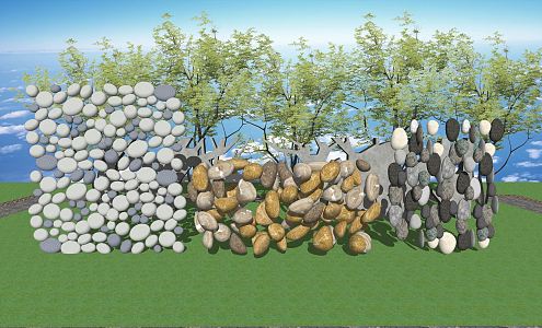 modern cobblestone dry landscape cobblestone paving cobblestone 3d model