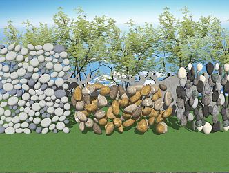 modern cobblestone dry landscape cobblestone paving cobblestone 3d model