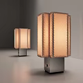 Modern Table Lamp With Beige Stitched Lampshade And Silver Base Design 3d model