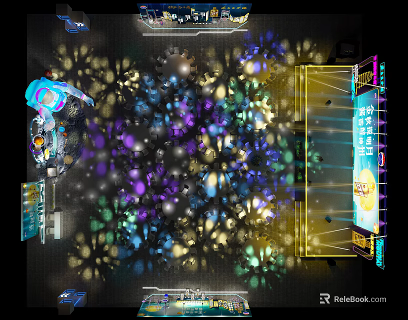 Dynamic Stage Light Show With Colorful Beams And Modern Tech Elements 3d model 