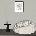 Cream Style Single Sofa Lazy Sofa Middle Lamb Velvet Sofa 3d model