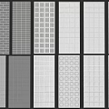 Different Glass Partition Designs Featuring Grid Patterns and Black White Gray Textures 3d model