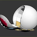 Egg Shaped Pod Interior With Yellow Blue Seats And White Exterior Red Base