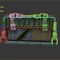 Industrial Metal Gate Structure With Number 04 Green Yellow Stripes Mechanical Details
