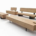 Wooden Landscape Seats With Simple Design And Metal Legs For Outdoor Use