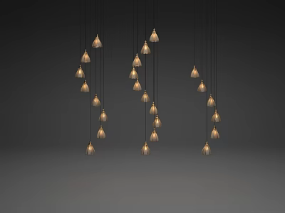 Pendant Lights Hanging In Cluster Design With Warm Light For Modern Interior 3d model