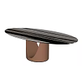 Modern Oval Dining Table With Marble Top And Unique Metal Base Design 3d model