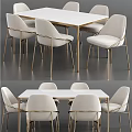 Elegant Modern Dining Table Set With Upholstered Chairs And Sleek Metal Legs Design
