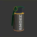 Smoke Grenade Weapon With Gray Yellow Green Body And Pull Ring Design