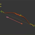 Detailed Orange Bow Weapon Design with Arrow Featuring Red Tip on Gray Background 3d model