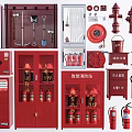 Complete Fire Equipment Set With Extinguishers Hydrants Cabinets And Tools 3d model