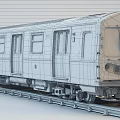 Silver Gray Subway Train With A Line American Flag Stickers Doors And Windows On Tracks