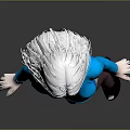 3D Character Model With White Long Hair Blue Dress White Gloves Black Stockings And Heels