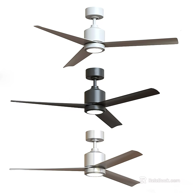 Modern Ceiling Air Conditioning Fans In Black White And Silver Colors 3d model 
