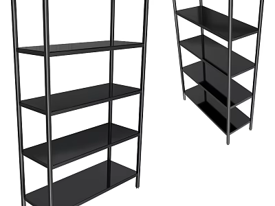 Modern Black Metal Frame Shelving Unit With Multi Tier Open Shelf Storage Design 3d model