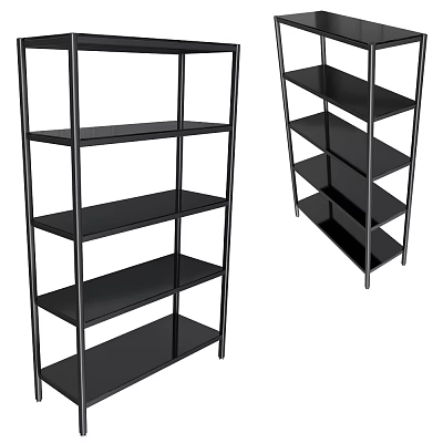 Modern Black Metal Frame Shelving Unit With Multi Tier Open Shelf Storage Design 3d model