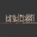 Ornate Metal Frame Beds with Carved Details Mattresses and Sheets on Brown Platform