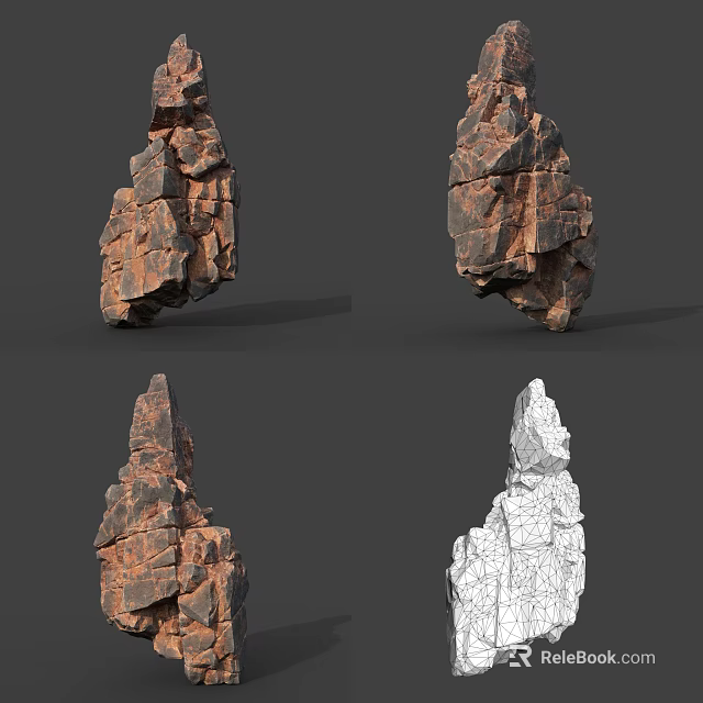 Wood Stone Structures Featuring Various Textures And Wireframe Design Model 3d model 