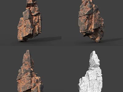 Wood Stone Structures Featuring Various Textures And Wireframe Design Model 3d model