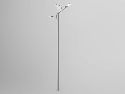 Modern Outdoor Street Light Featuring Two Lamp Heads On Metal Pole Design 3d model