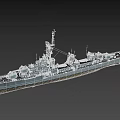 Military Warship With Deck Weapon Systems Radar Antenna And Bridge Structure