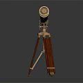 Commercial Binocular Telescope Equipment with Wooden Tripod Stand and Brass Accents