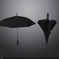 Black Umbrella for Daily Use Open and Closed with Practical Waterproof Canopy