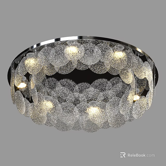 Modern Ceiling Light With Intricate Mesh Design And Glowing Lamps 3d model