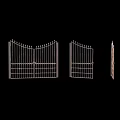 Ornate Wrought Iron Double And Single Gates With Grid Design And Spiked Tops