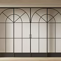Modern Interior Sliding Doors With Black Arched Top Grid Frame Design