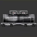 Metallic Tank Train Car With Top Platform Ladder And Red Signal Lights