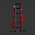 Red Step Ladder With Safety Platform And Anti Slip Feet Design