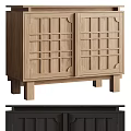 Wooden Decorative Cabinet With Grid Door Design For Modern Home Decor