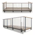 Modern Glass Railing Design With Wooden Deck And Metal Frame For Balcony