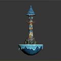Tower Structure With Blue Spire Multi Level Platforms Small Windows Icy Base And Decorative Details