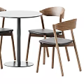 Modern Table and Chair Set With Wooden Backrest Chairs Round Table and Metal Legs