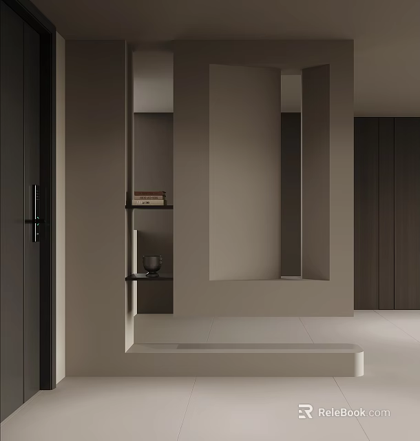 Modern Minimalist Entryway Cabinet And Side Cabinet With Storage Shelves And Decor 3d model 