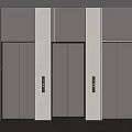 Modern Elevator Doors In Lobby With Sleek Metal Design And Control Panels 3d model