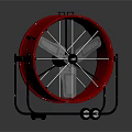 Red Round Air Cooler Fan With Black Stand Portable Wheels And Stable Design