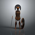 Greek Mythology Warrior Character In Ornate Armor With Plumed Helmet Shield And Sword