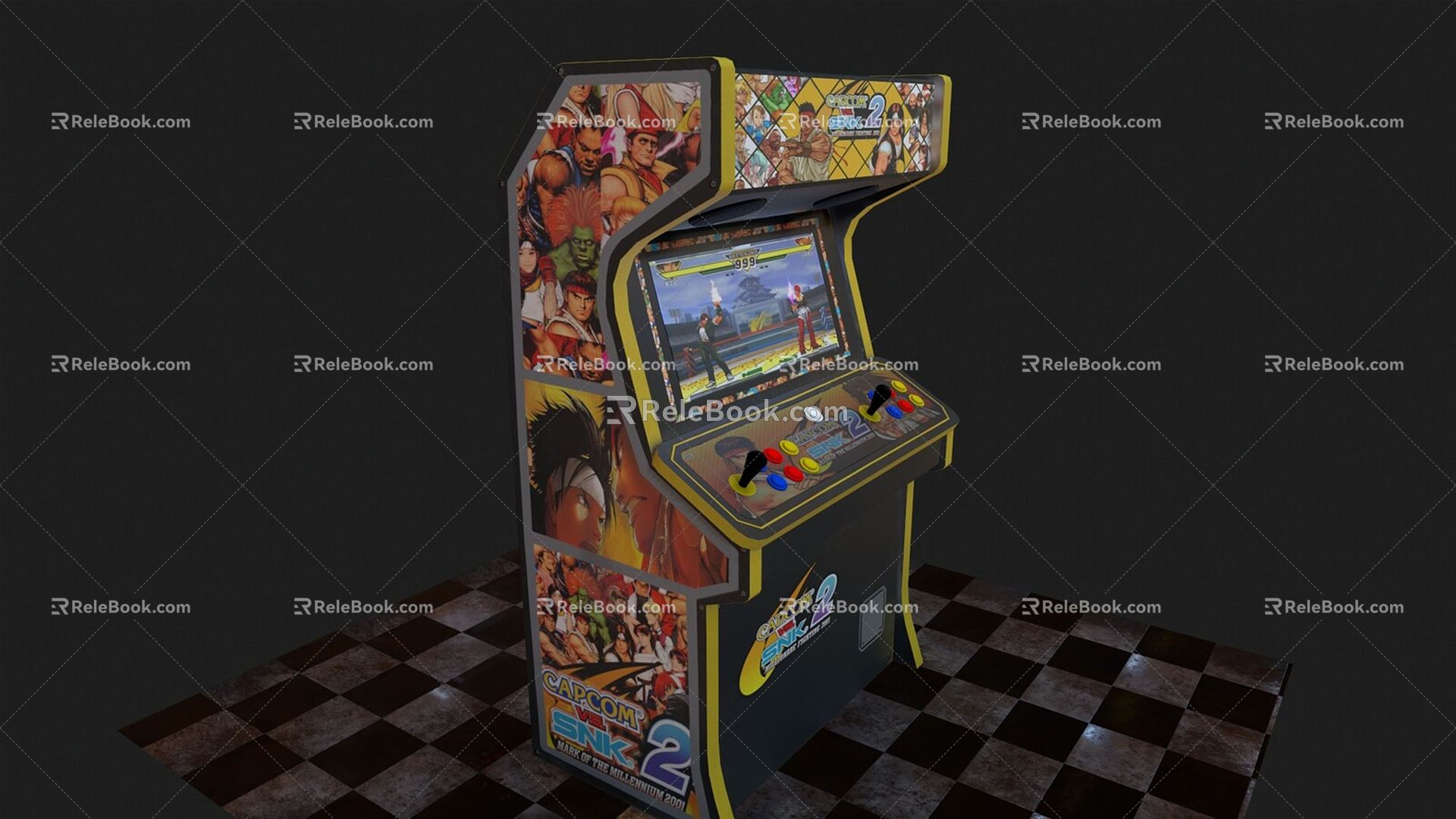 Retro game machine street cabinet 3d model